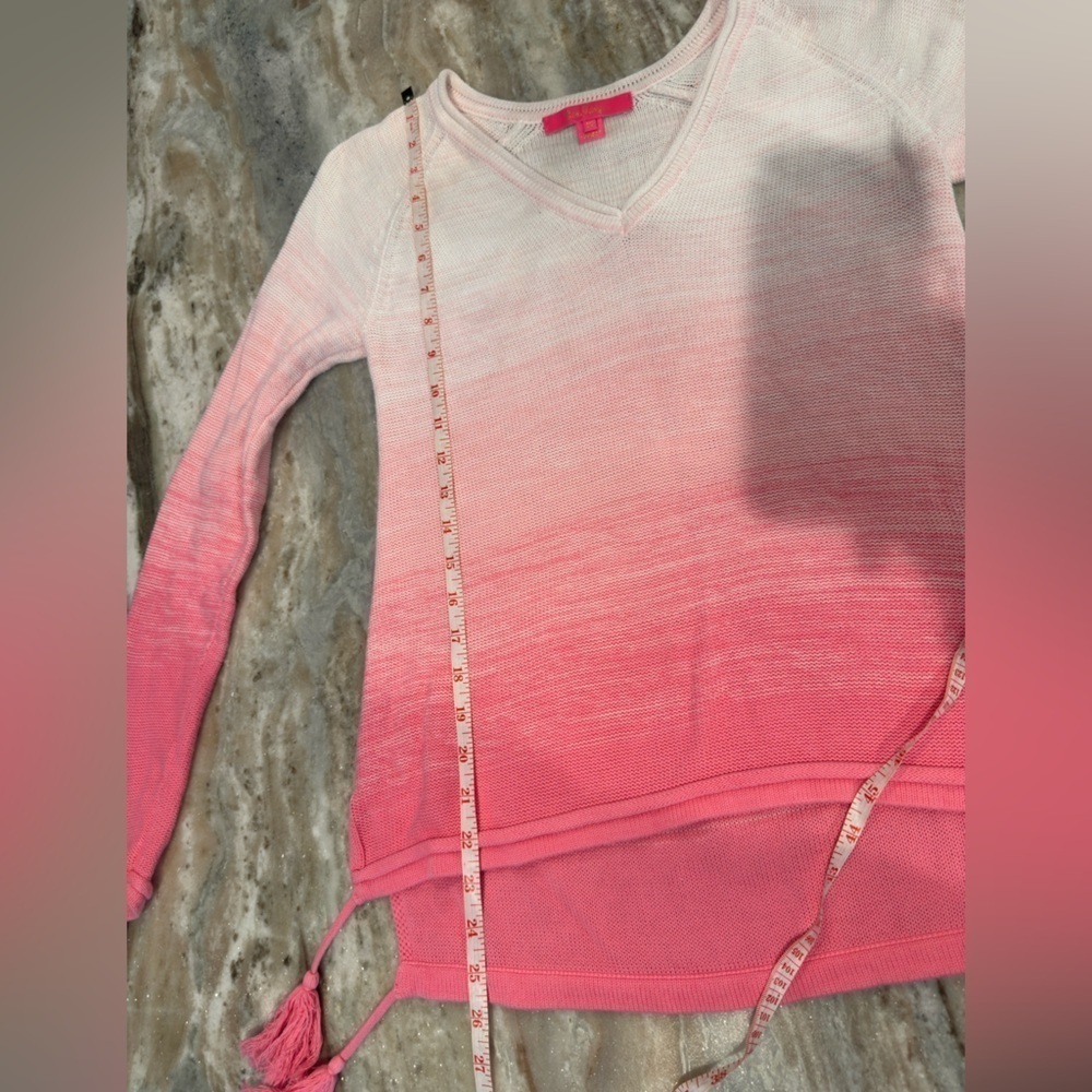 Women’s LILLY PULITZER Jody V-Neck Sweater HAVANA- PINK MARLED OMBRE. Size XS - Picture 12 of 15